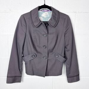Boden Textured Blazer Womens 8 Gray Button Front‎ Lined Jacket